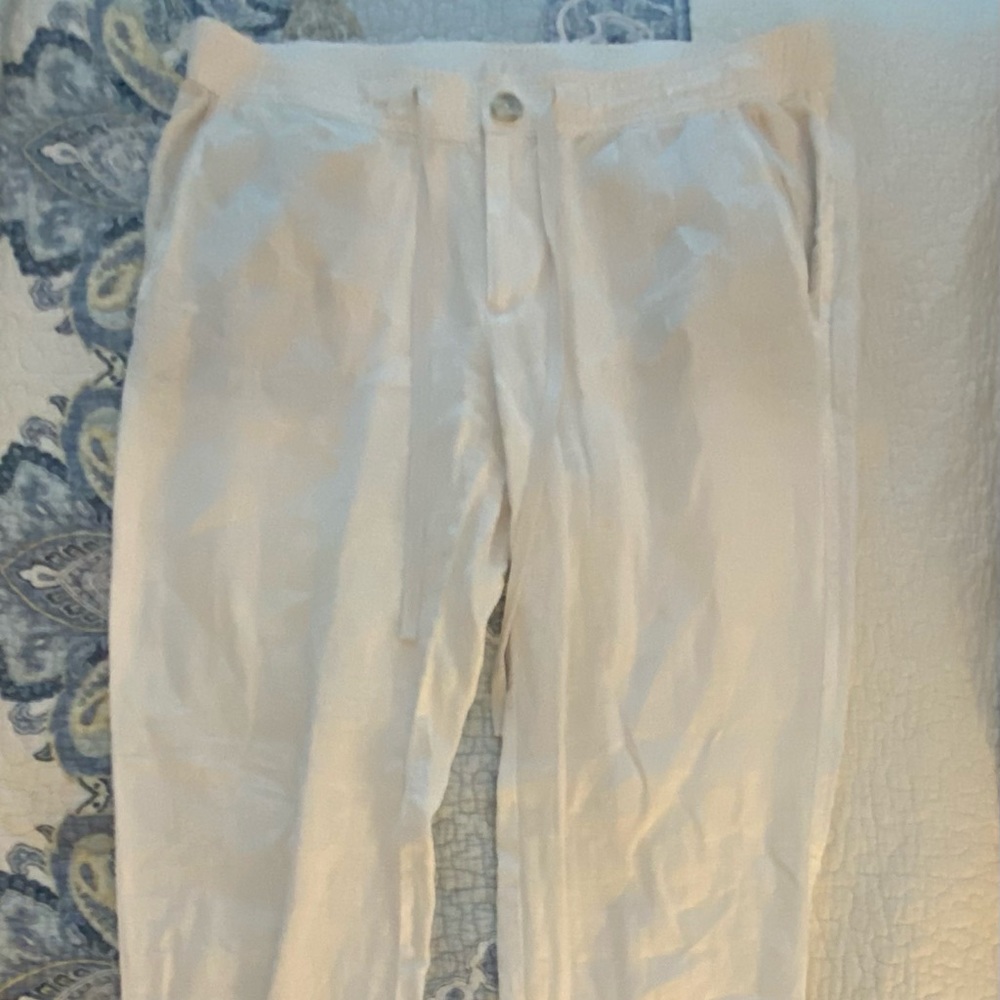 2 white linen pants